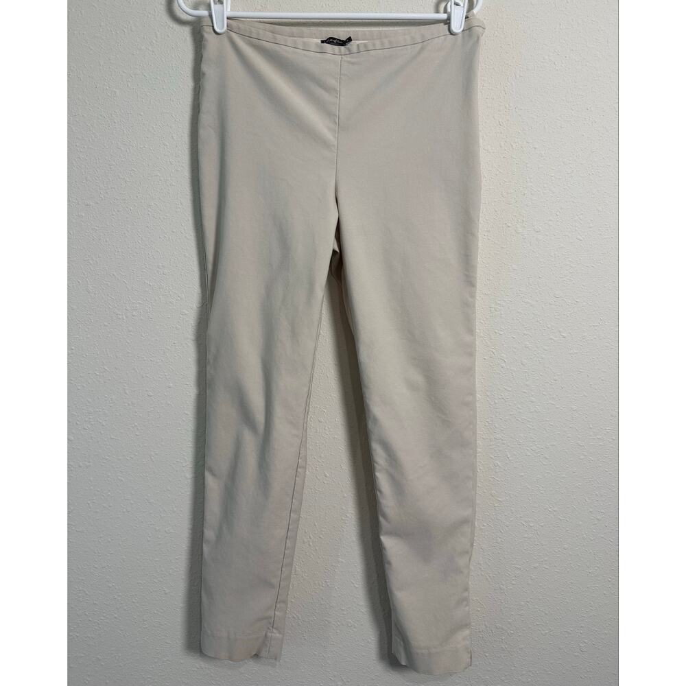 J McLaughlin Pants Womens Size 8 Cream Side Zip Zipper Tapered Stretch